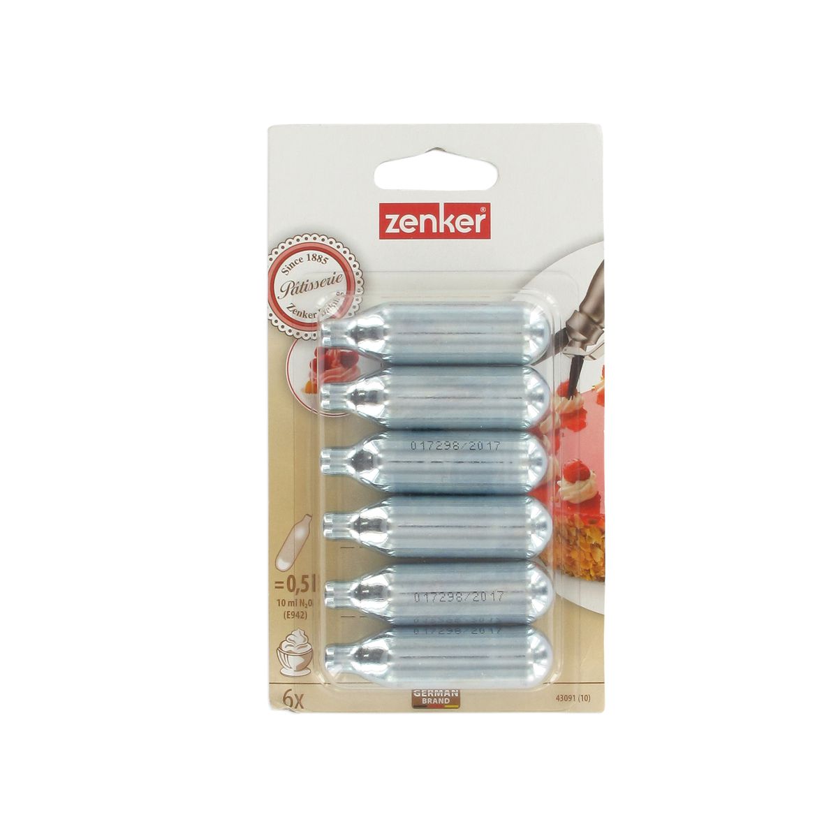 Lot de 6 cartouches de protoxyde d'azote pour siphon à Chantilly Zenker