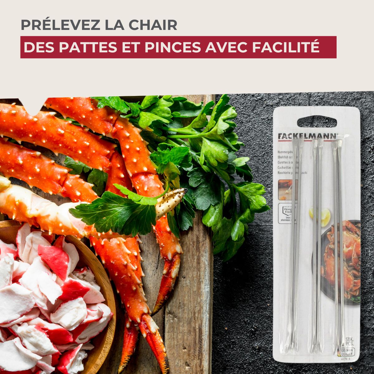 Lot de 6 fourchettes à crustacé en acier inoxydable Fackelmann