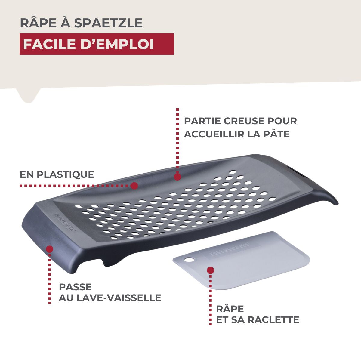 Râpe pour spaetzles maison Fackelmann
