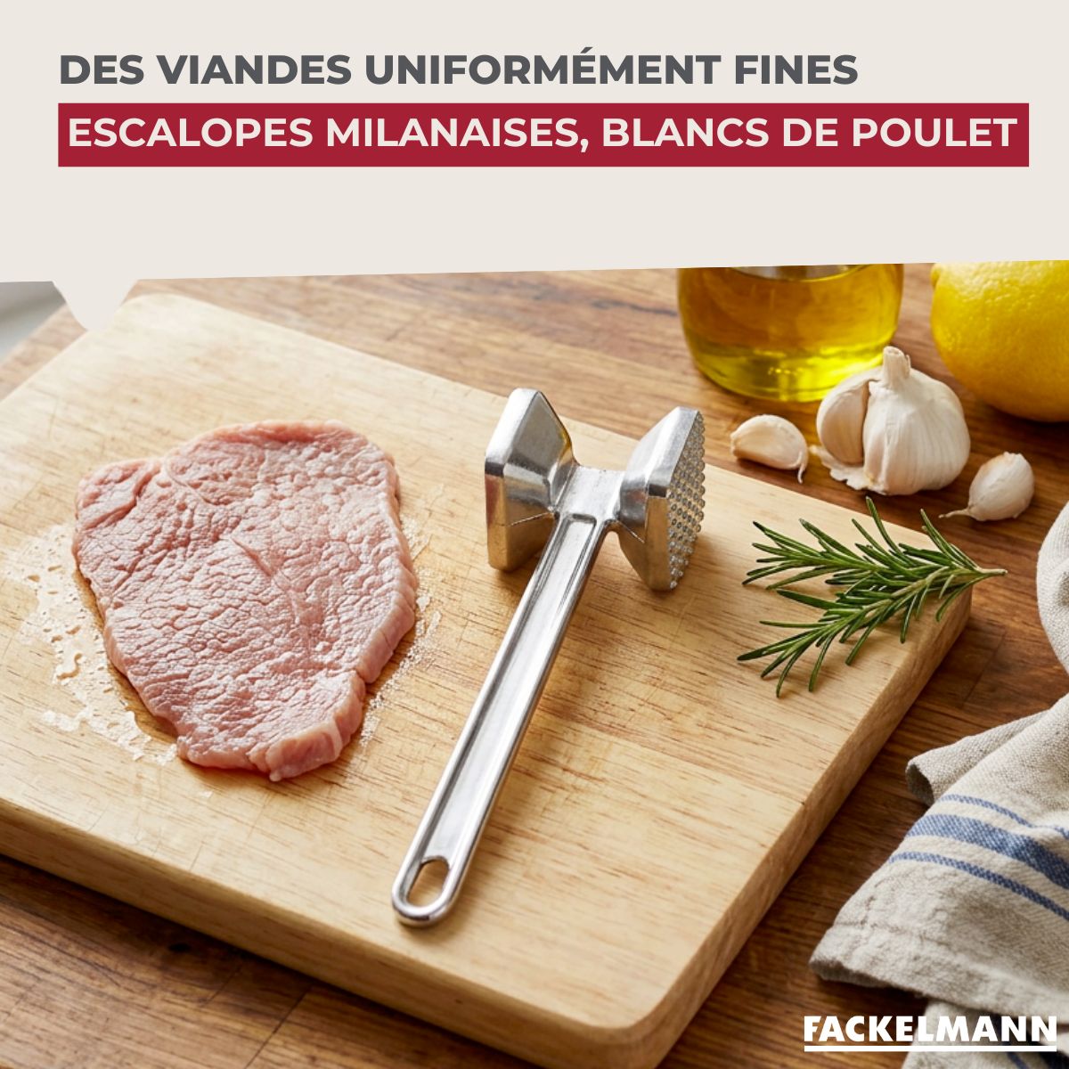 Attendrisseur à viande en aluminium 22 cm Fackelmann Basic
