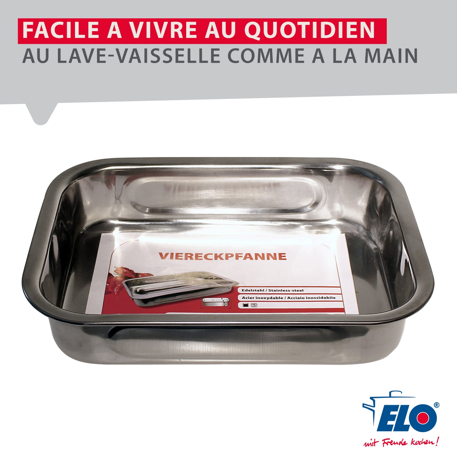 Plat four en inox rectangulaire 25x18,5 cm Elo Edition Red