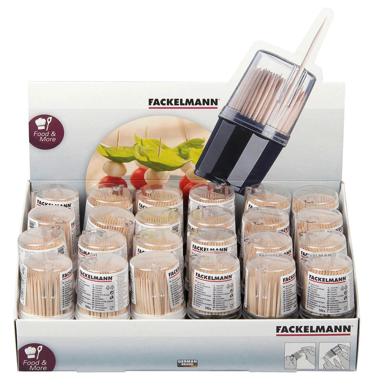 Lot de 190 cure-dents en bois dans une boîte ronde avec couvercle Fackelmann Wood Edition