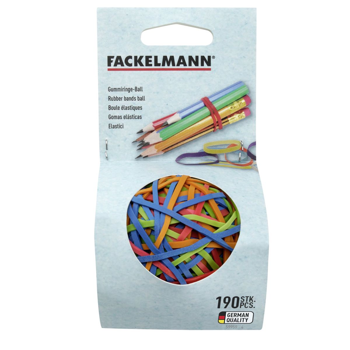 Boule de 190 élastiques multicolores pour le rangement de la cuisine et du bureau Fackelmann Tecno