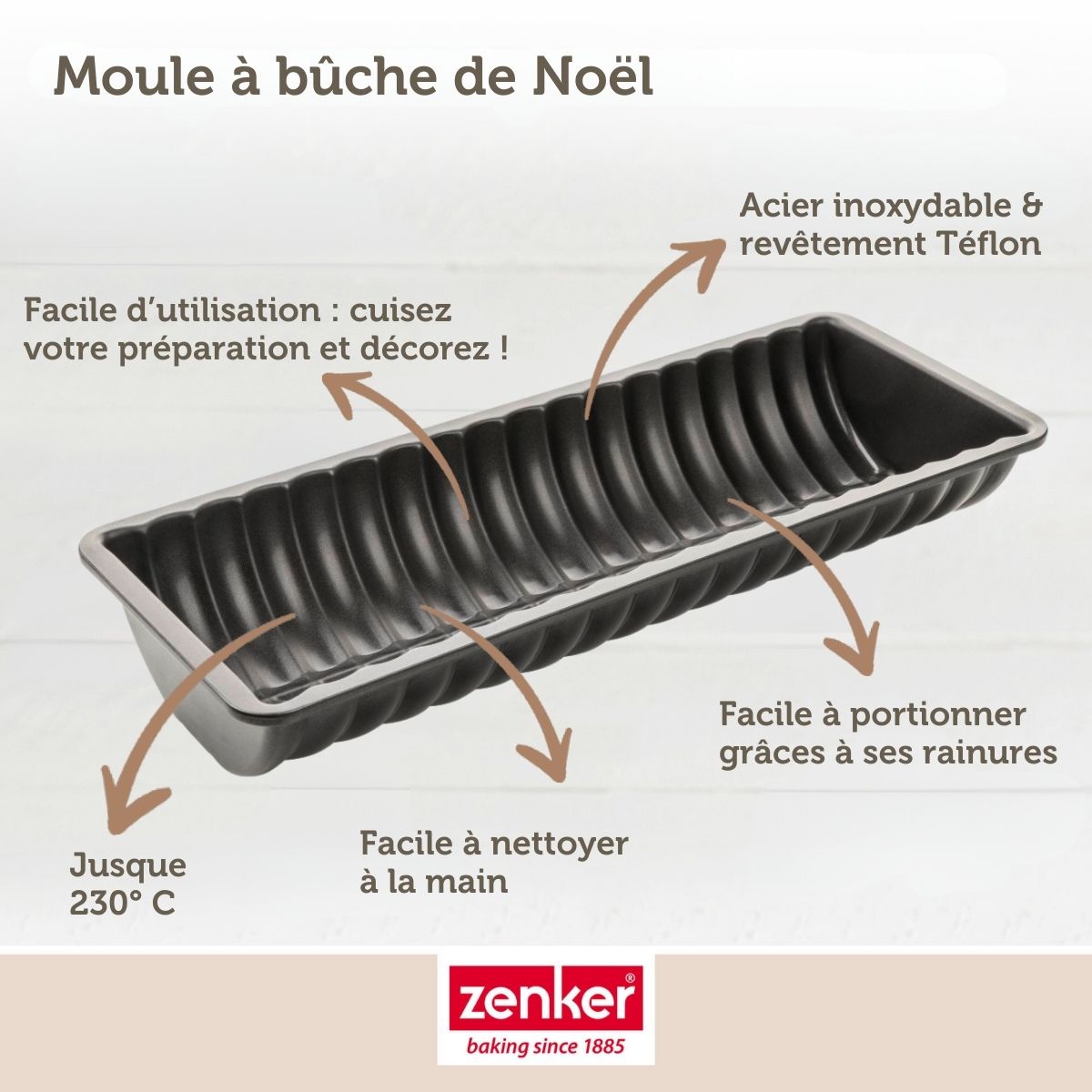 Moule à bûche de Noël Zenker Black Metallic