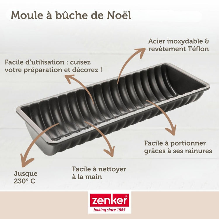 Moule à bûche de Noël Zenker Black Metallic