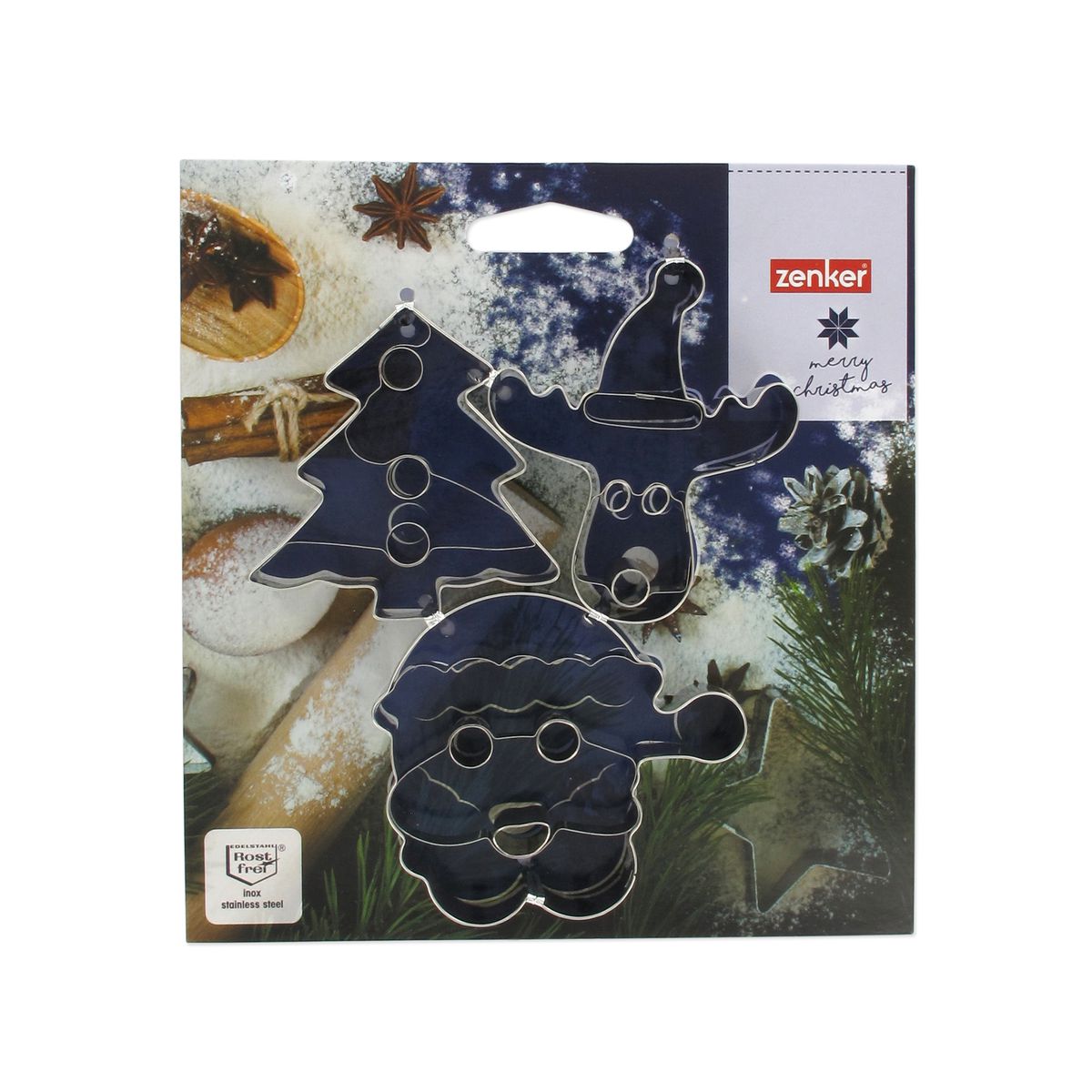 Set de 3 emporte-pièces de Noël (père-noël, sapin, renne) Zenker