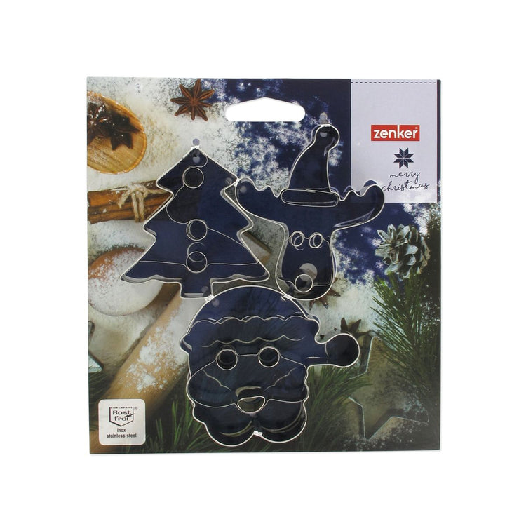 Set de 3 emporte-pièces de Noël (père-noël, sapin, renne) Zenker