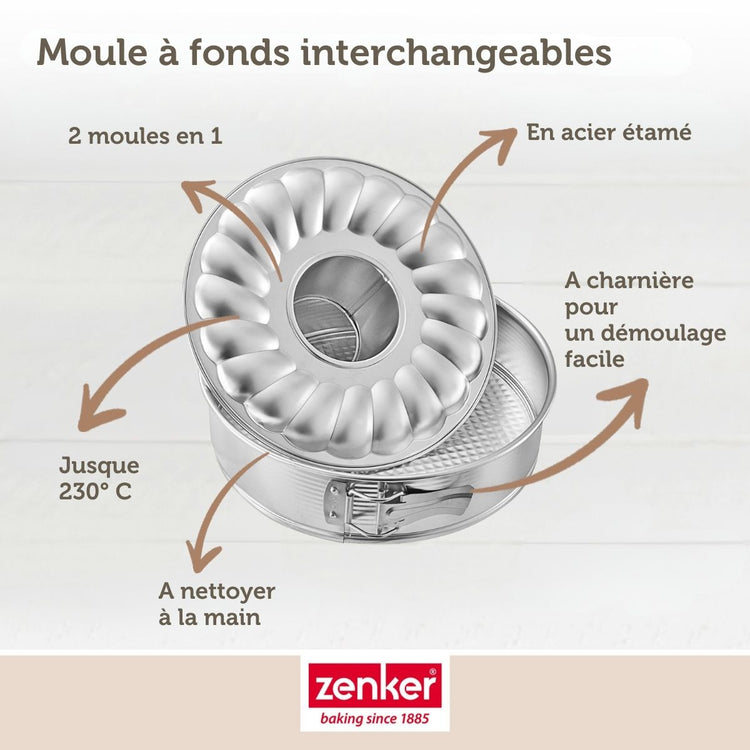 Moule à manqué et à savarin double fond 26 cm Zenker Silver