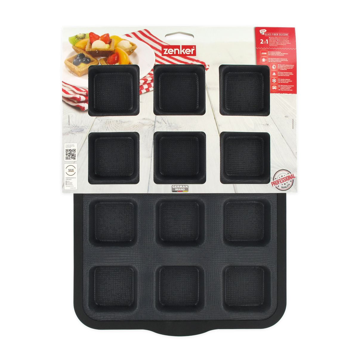 Moule à gâteaux 12 carrés en silicone fibre de verre Zenker