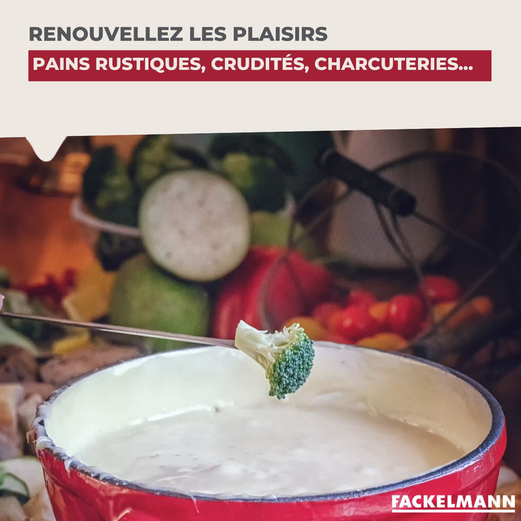 Set à fondue Savoyarde 4 personnes fonte émaillée Fackelmann