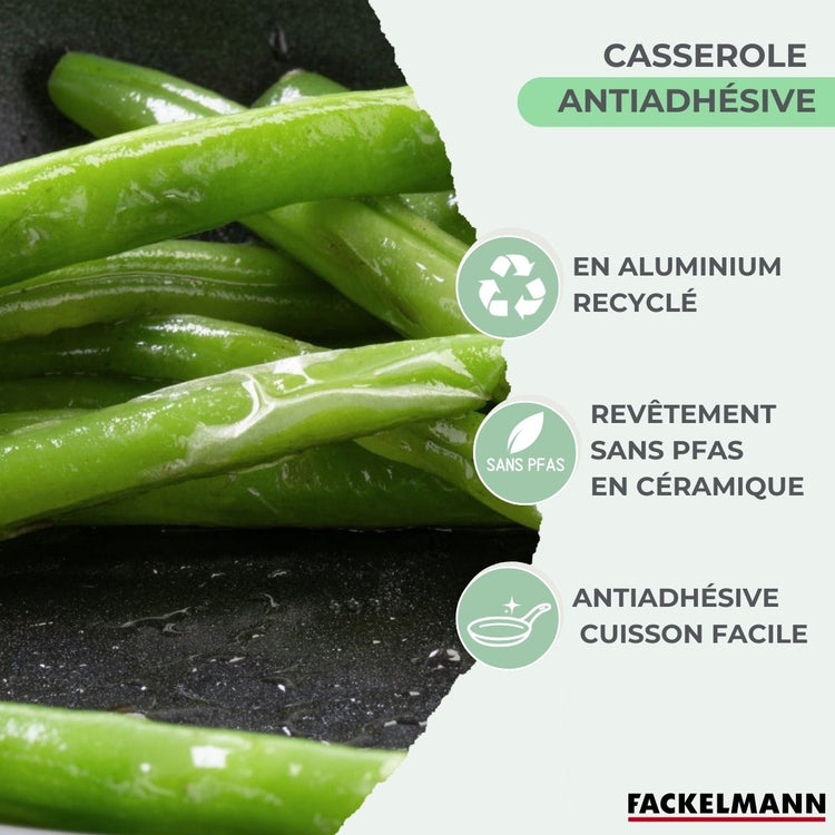 Casserole 20 cm aluminium revêtement céramique antiadhésif sans PFAS Fackelmann Brandao