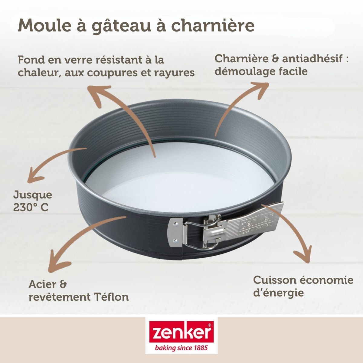 Moule à manqué à charnière fond en verre 26 cm Zenker Energy