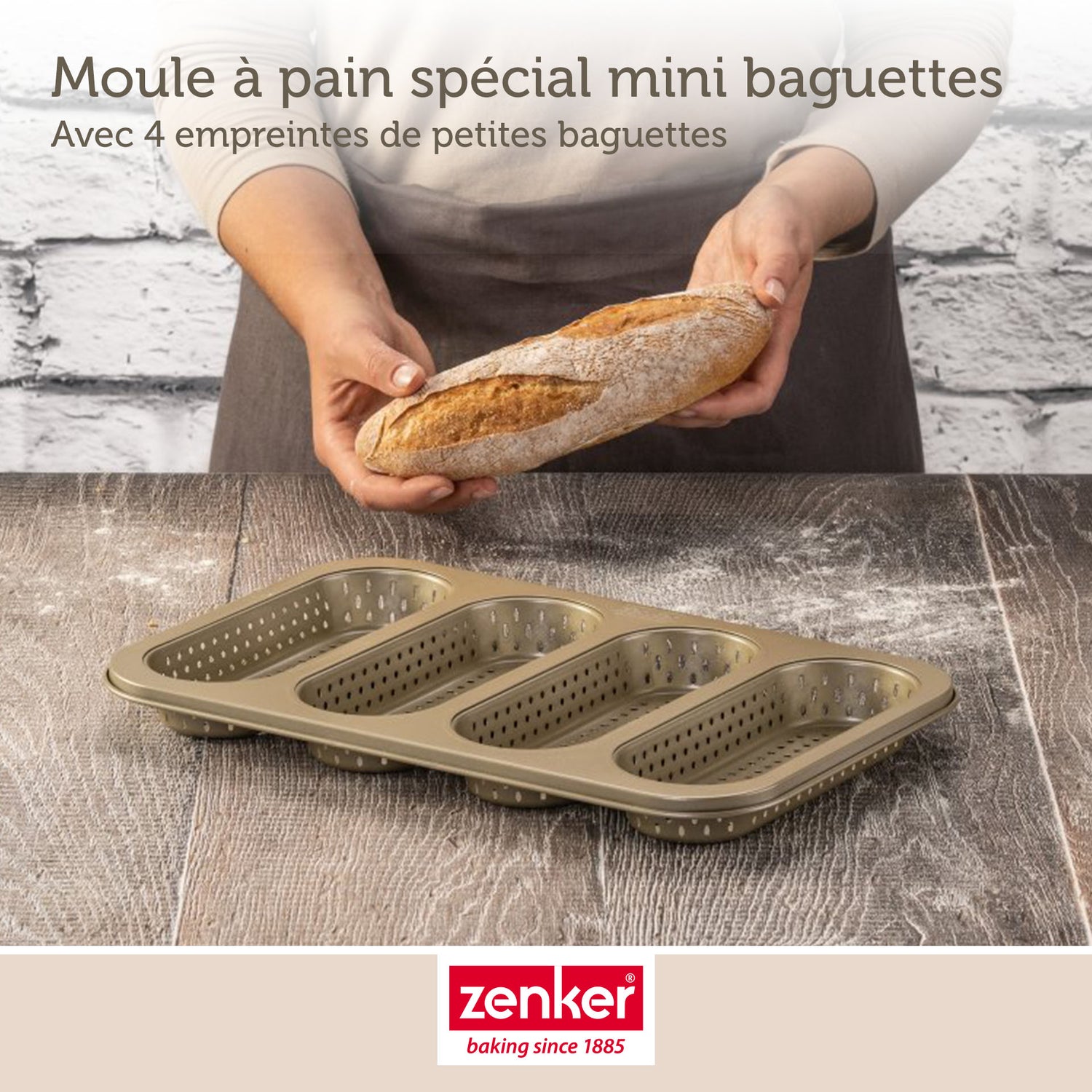 Moule à pain perforé 4 mini baguettes Zenker Mojave Gold