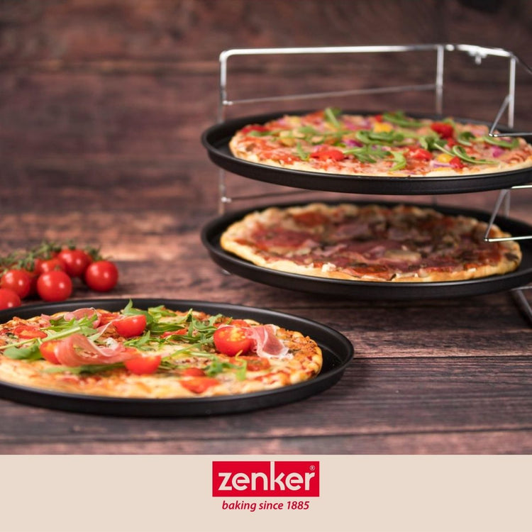 Set de 3 plaques à pizza et une grille de superposition Zenker Special Countries