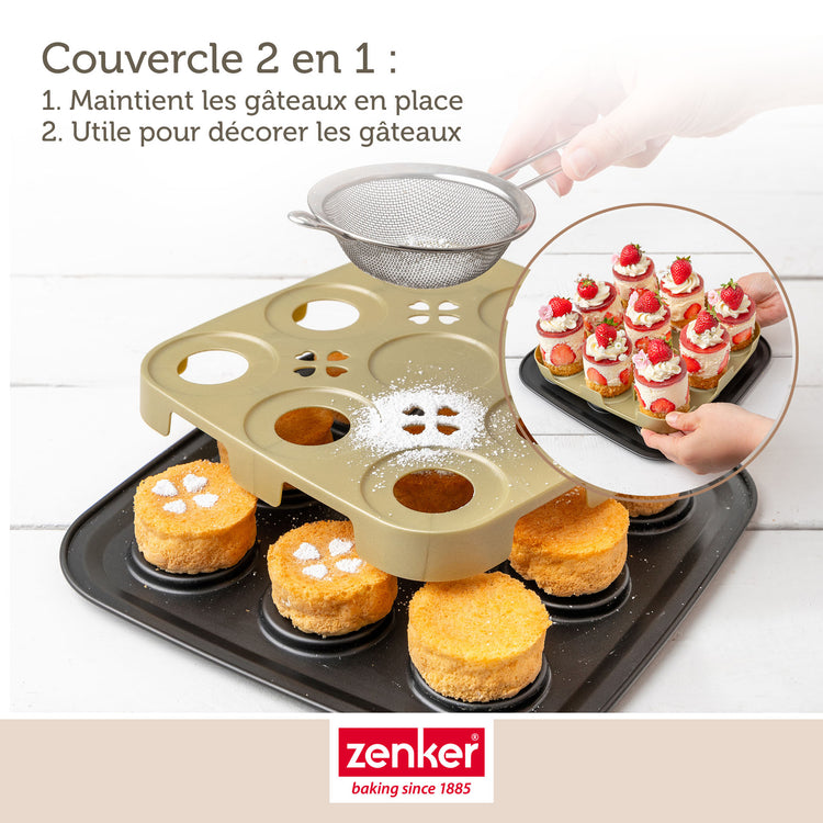 Moule à gâteaux individuels 9 empreintes avec couvercle Zenker Bake Click and Go