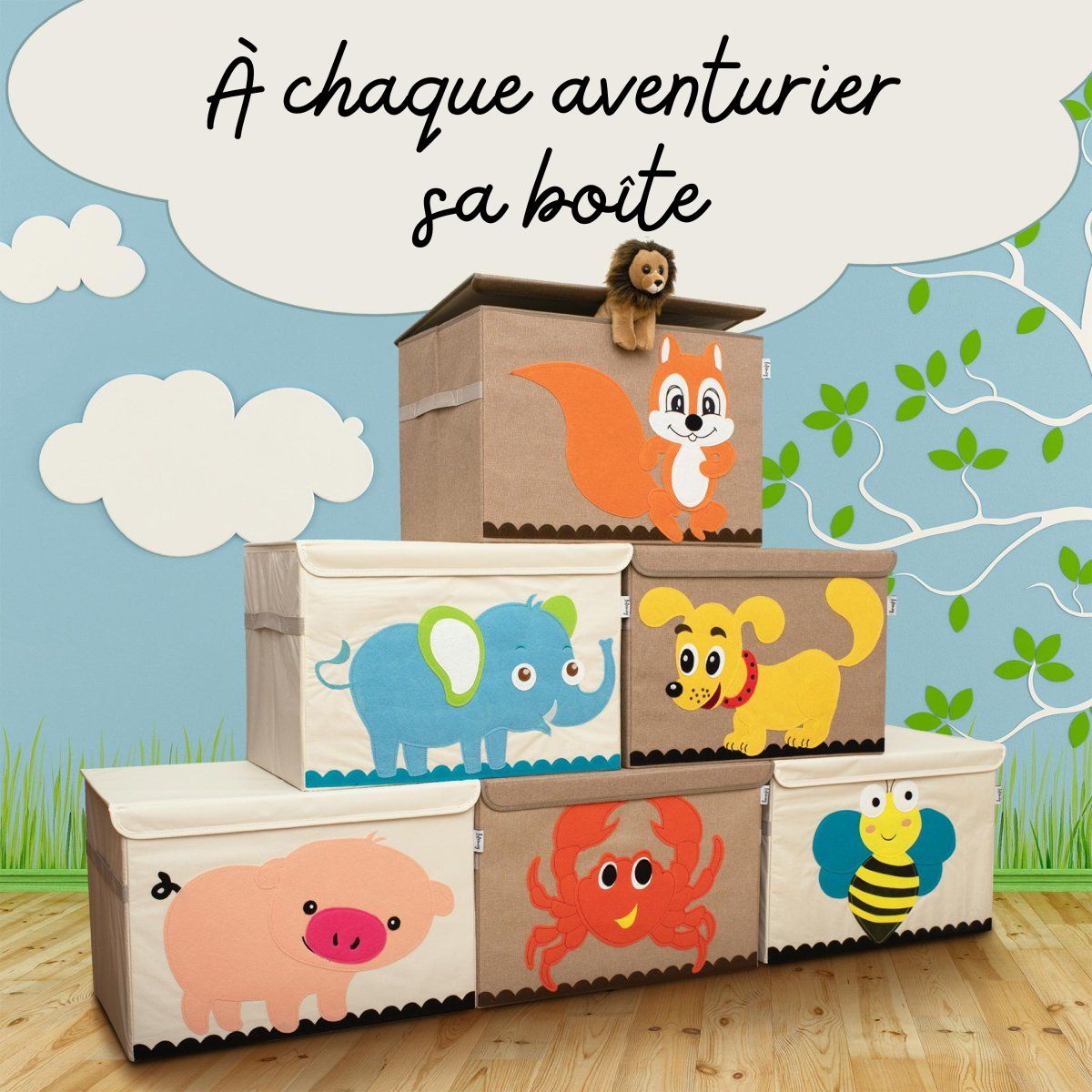 Boîte de rangement "chien" avec grand couvercle, 51 x 36 x 36 cm Lifeney