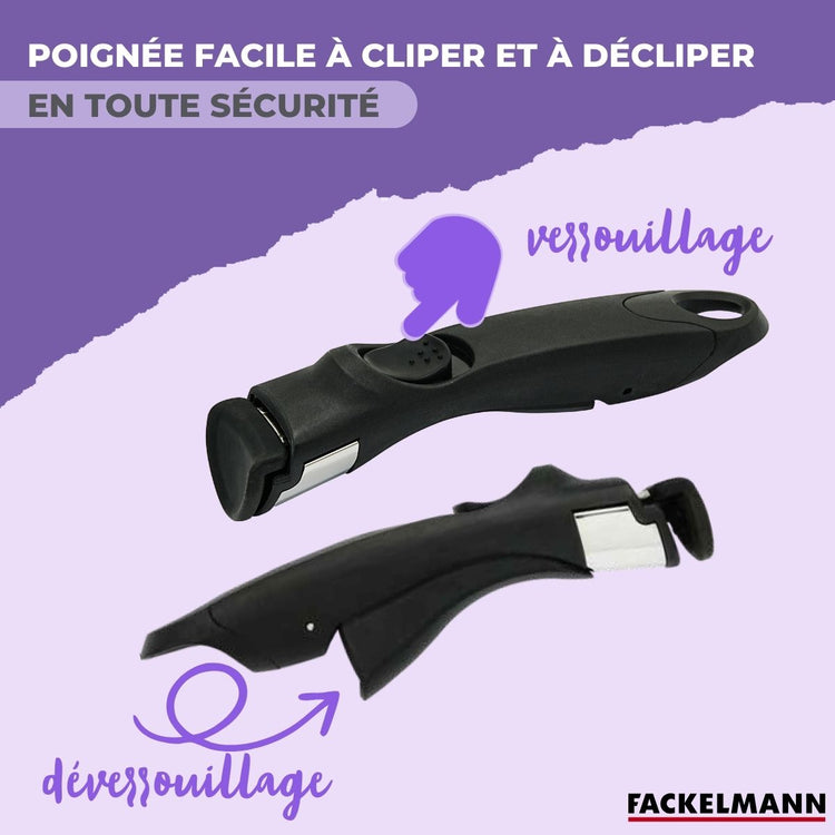Lot de 2 poêles en inox 20 cm et 24 cm avec manche amovible Fackelmann InoGrip