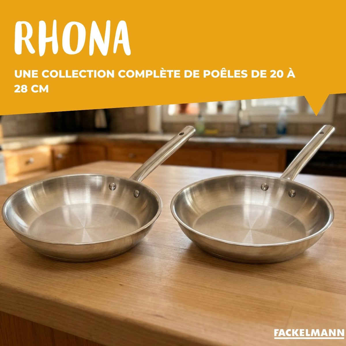 Lot de 2 poêles à frire en inox 20 cm et 28 cm Fackelmann Rhona