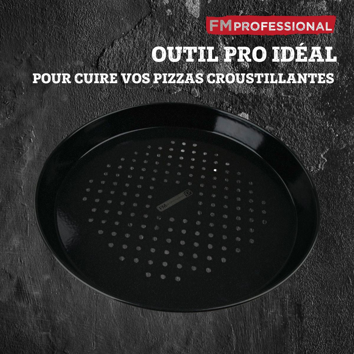 Plaque à pizza perforée ronde four et barbecue 32 cm FM Professional Barbecue
