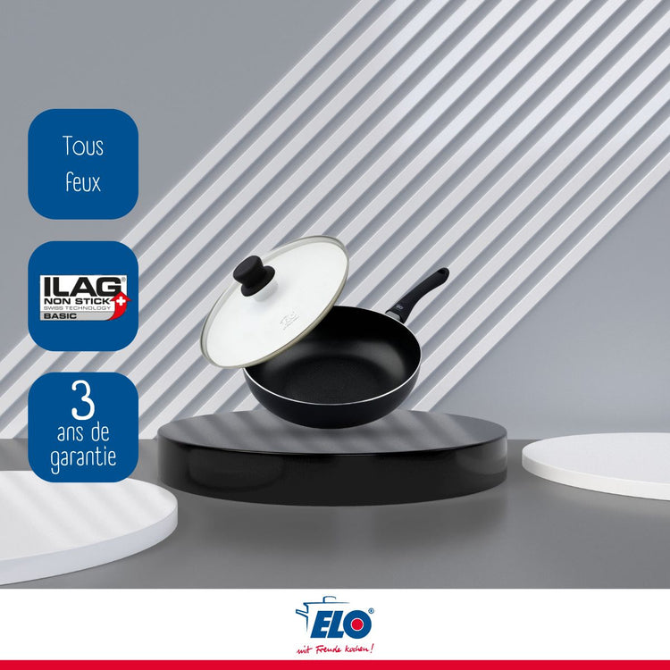 Poêle à frire en aluminium 20 cm avec couvercle en verre Elo Smart Life