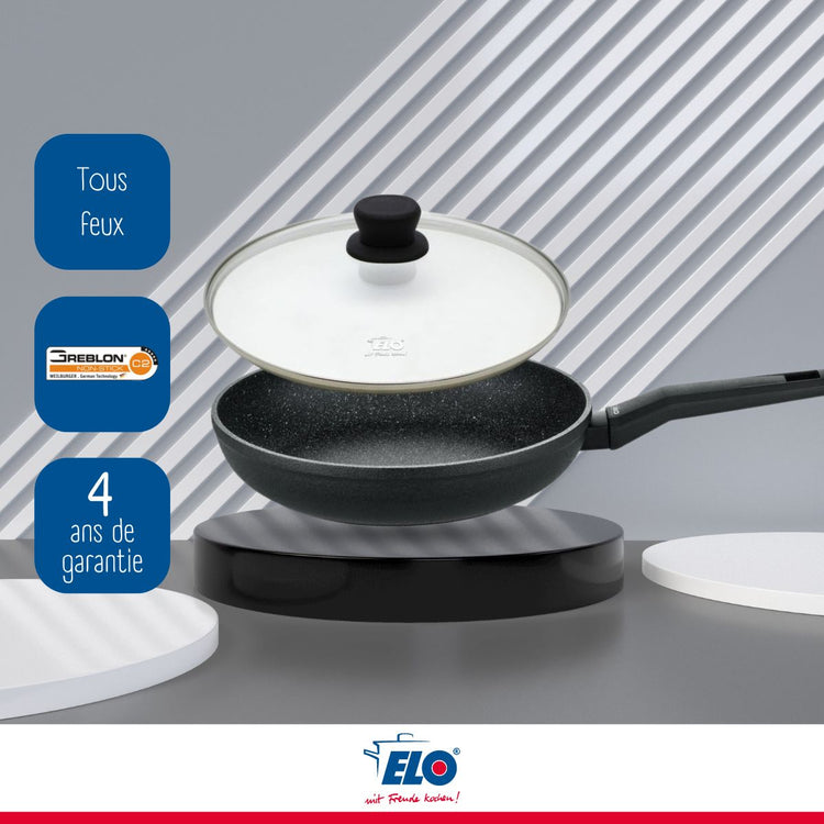 Poêle à frire en aluminium et couvercle 28 cm Elo Granit Solution