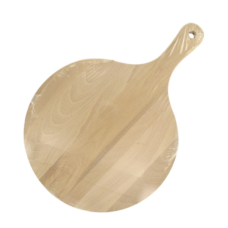 2 Planches à pizza et tarte flambée en bois 30 cm et Roulette à pizza en inox Fackelmann