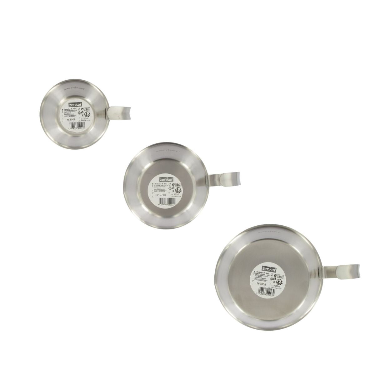 Set de 3 verres doseurs gradués en inox 250 ml, 500 ml et 1 litre Zenker