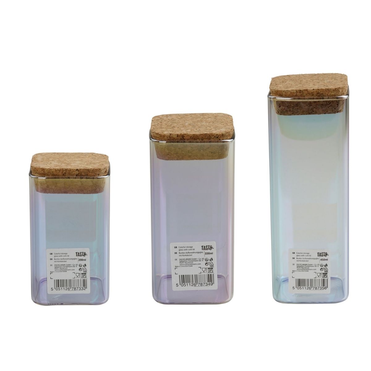 Set de 3 boîtes de conservation en verre avec couvercle 280 ml + 330 ml + 450 ml Tasty Green