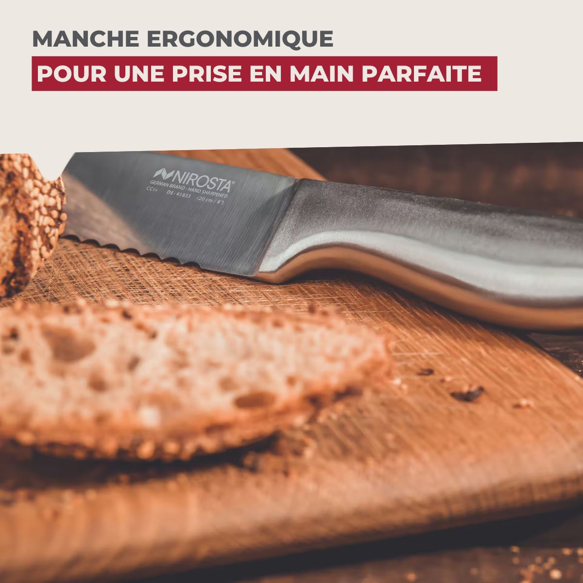Couteau à pain inox professionnel Set de 2, 33,5 x 3 x 2 cm acier inoxydable Nirosta Star