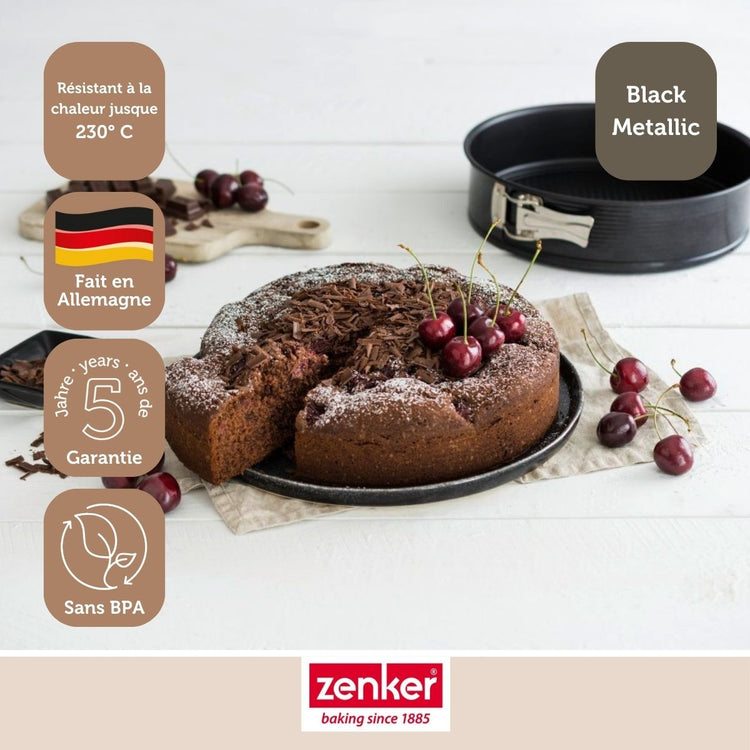 Ensemble de 2 Moules à manqué à charnière avec fond à savarin 18 cm Zenker Black Metallic