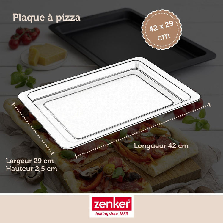 Lot de 2 plaques à pizza rectangulaires 42/29/2,5 cm en acier Spécial crountries Spécial crountries Zenker  Spécial crountries