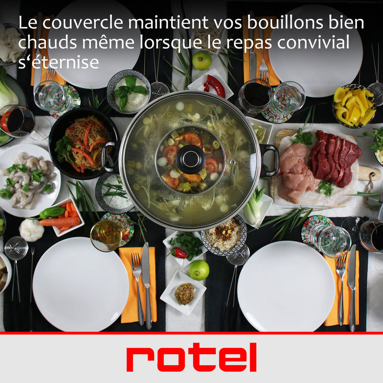 Appareil à fondue chinoise 2 compartiments avec fourchettes et passoires Rotel