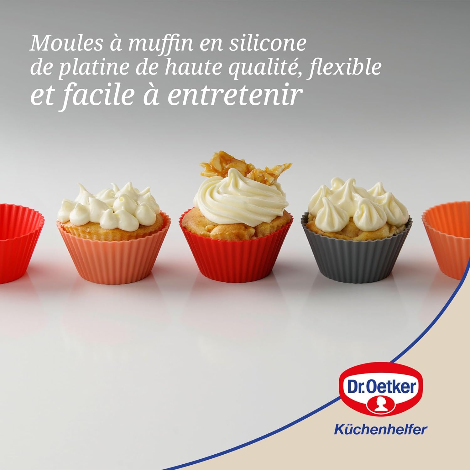 Lot de 12 caissettes muffins en silicone Dr. Oetker Flexxibel Love
