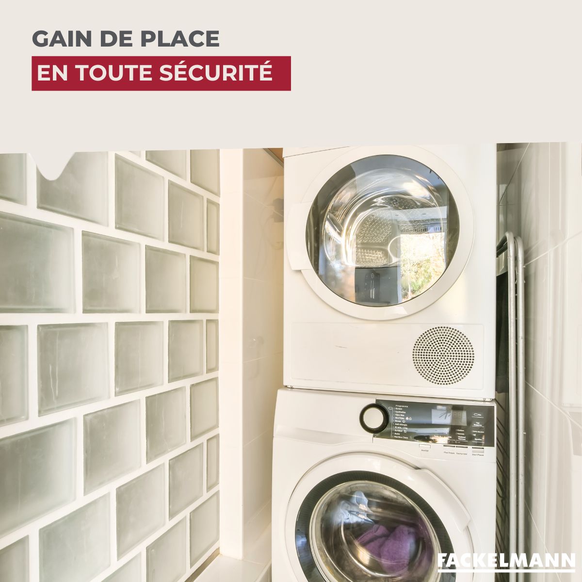 Kit de superposition lave-linge sèche-linge coulissant Fackelmann