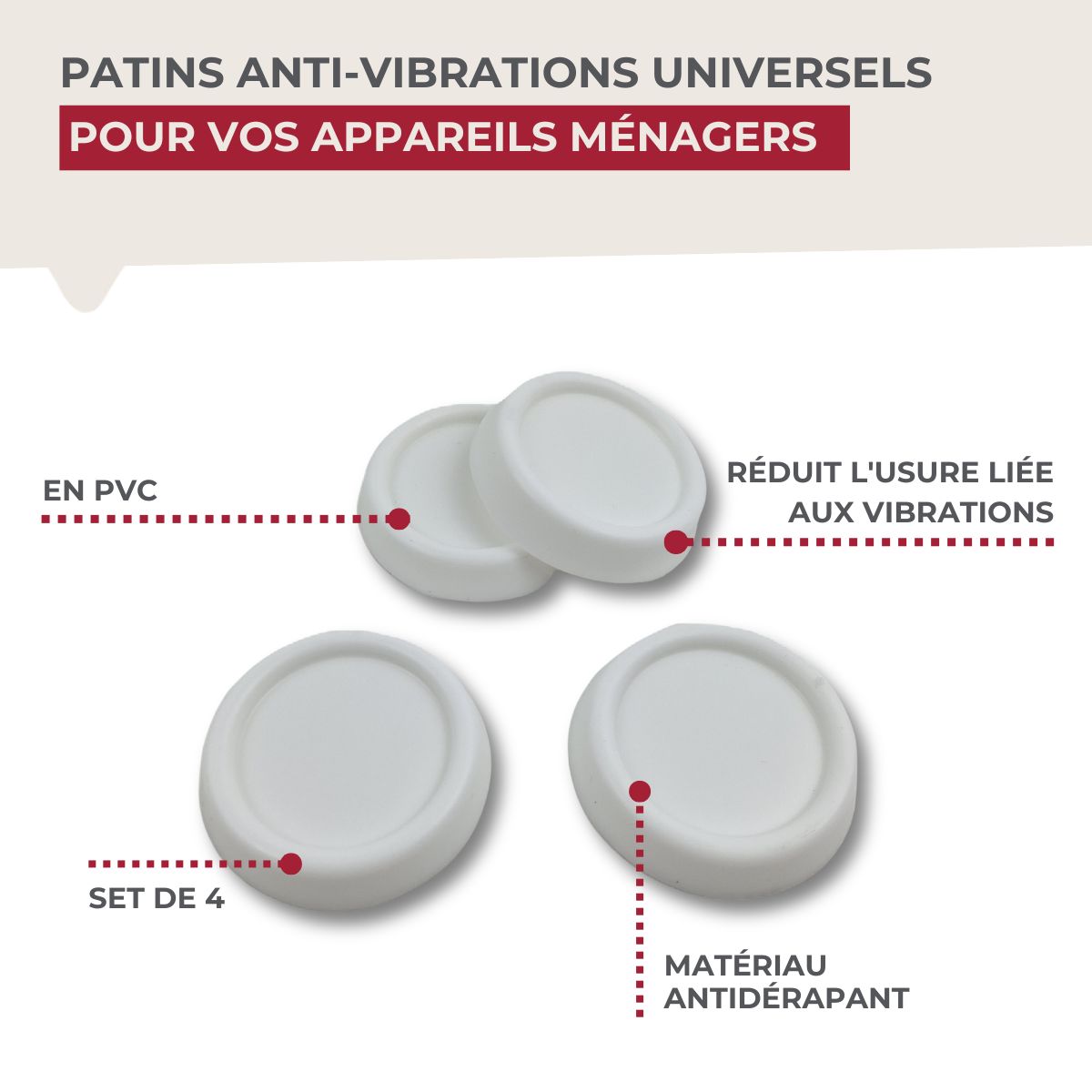 Set de 4 Patins Anti-Vibration Fackelmann Basic