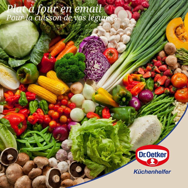 Plat à four avec couvercle en acier émaillé 42 x 34 cm Dr. Oetker Back-Idee Kreativ