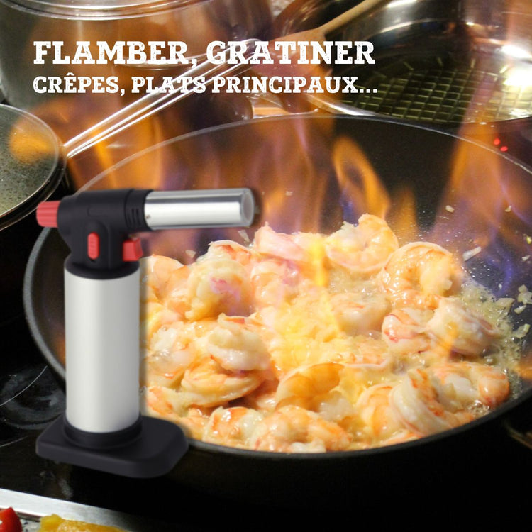 Chalumeau De Cuisine Fackelmann - Pour Flamber, Caraméliser, Gratiner - Flamme Réglable Et Sécurité Enfant - 10