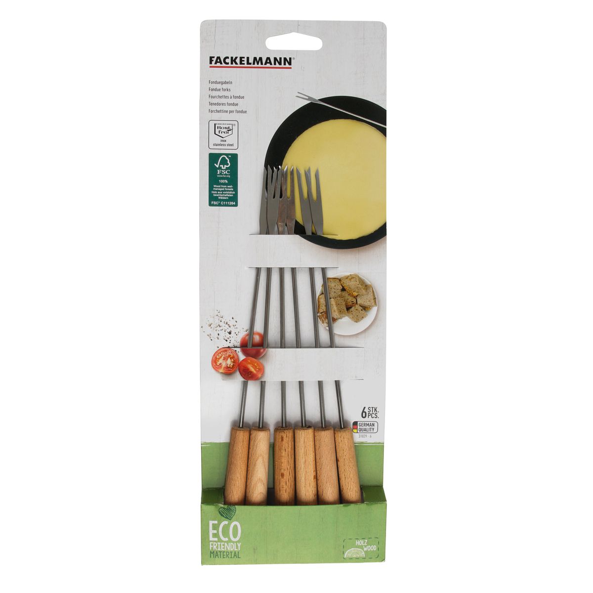 Lot de 6 fourchettes à fondue savoyarde en bois FSC Fackelmann Eco Friendly