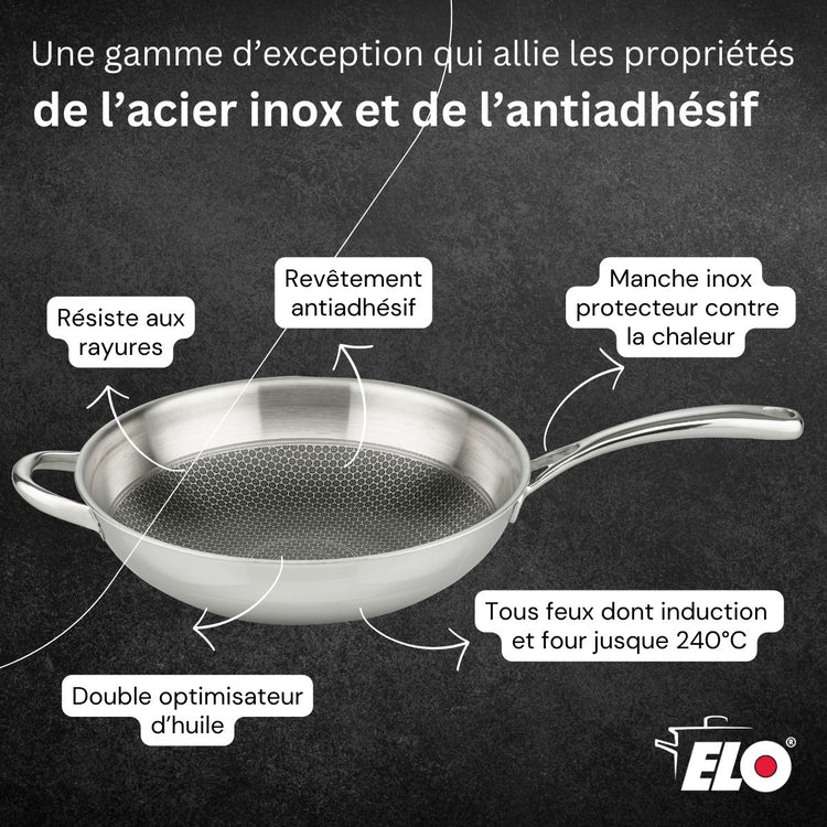 Poêle 32 cm en inox 18/10 Elo Relief Evolution