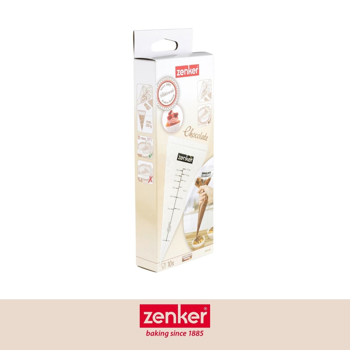 Lot de 10 poches à douille graduées avec zip Zenker Smart Pastry