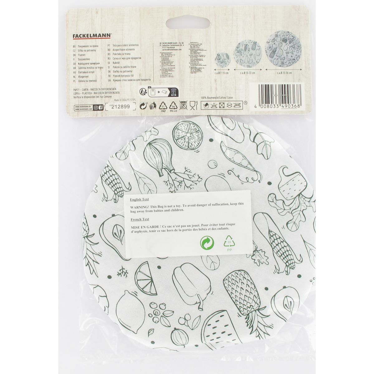 Lot de 3 films étirables réutilisables en coton Fackelmann Eco Friendly