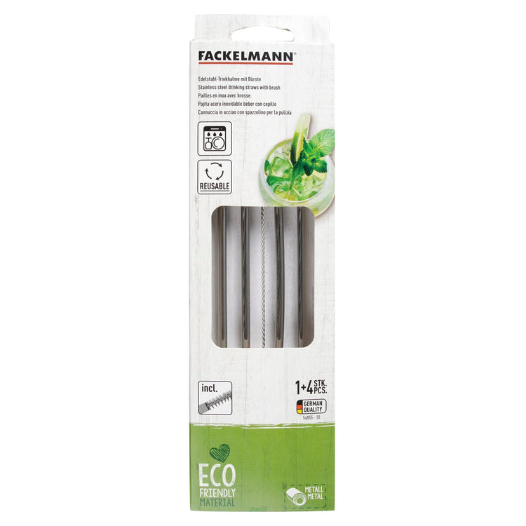 Lot de 4 pailles en inox avec goupillon Fackelmann Bar Concept