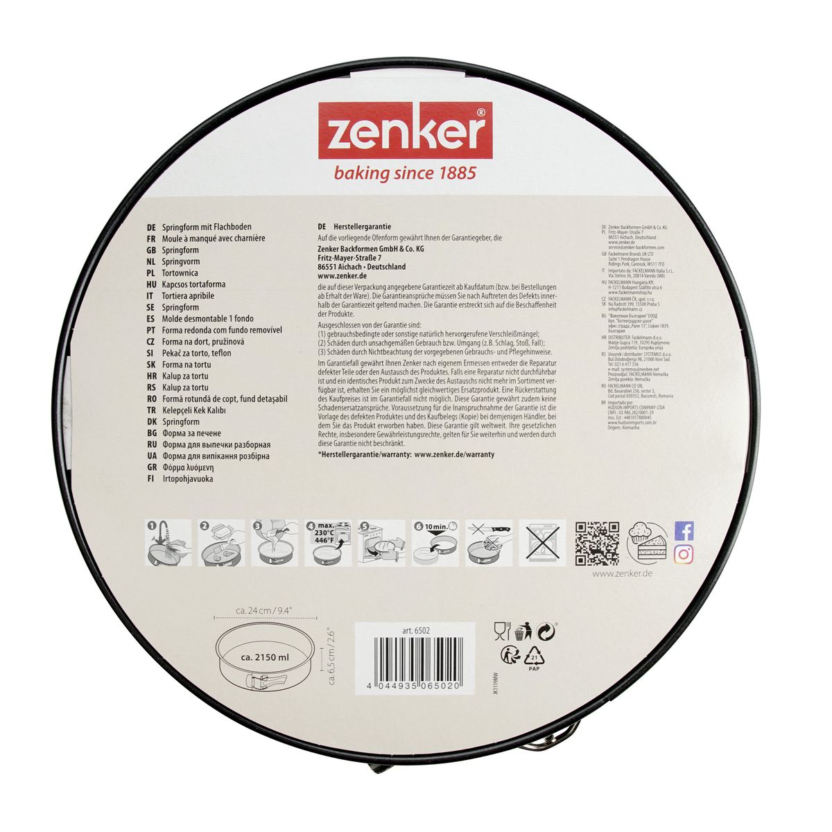 Moule à manqué à charnière 24 cm Zenker Black Metallic