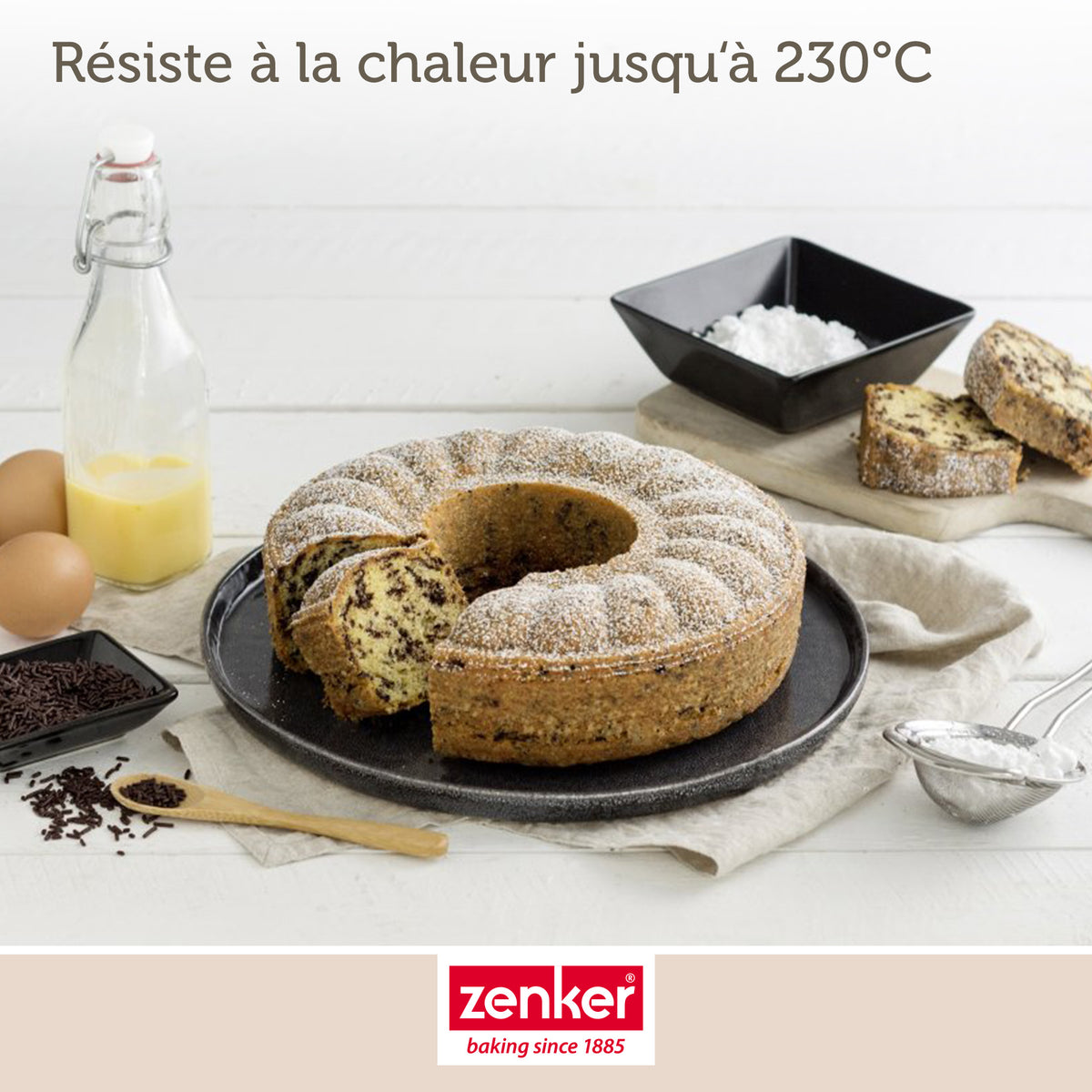 Moule à manqué et savarin double fond 28 cm Zenker Black Metallic