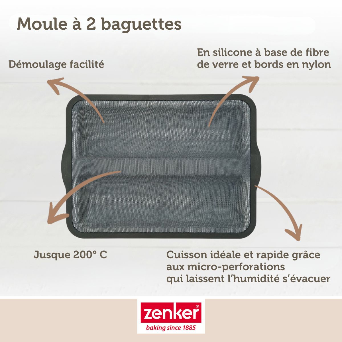 Moule à baguette de pain Zenker Silicone fibre de verre