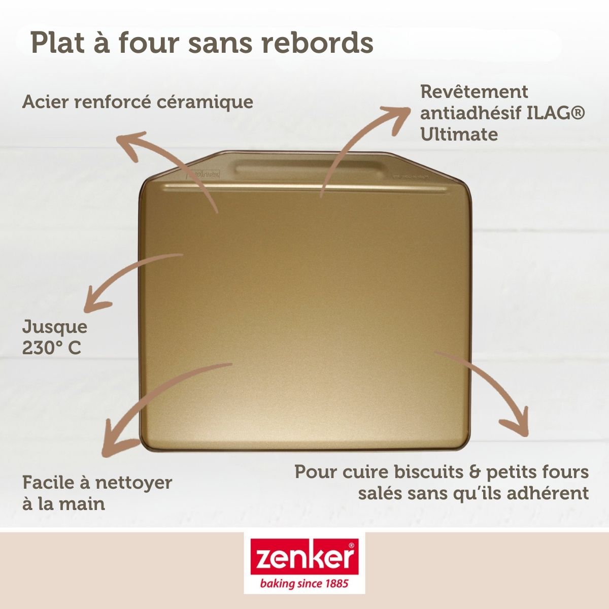 Plaque à pâtisserie sans rebords 36 x 33 cm Zenker Mojave Gold