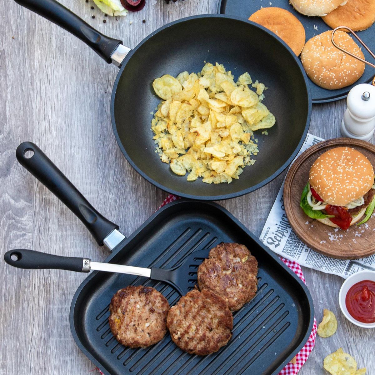 Poêle grill 28 cm en aluminium pressé Elo Alucast