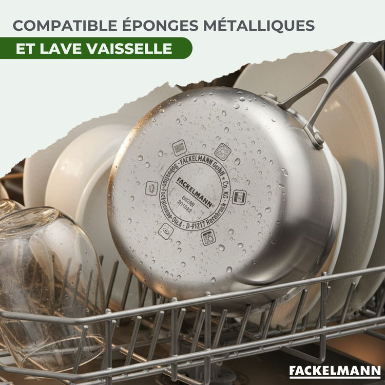 Batterie de cuisine avec 2 casseroles 14 et 18 cm en inox sans PFAS Fackelmann Vita3
