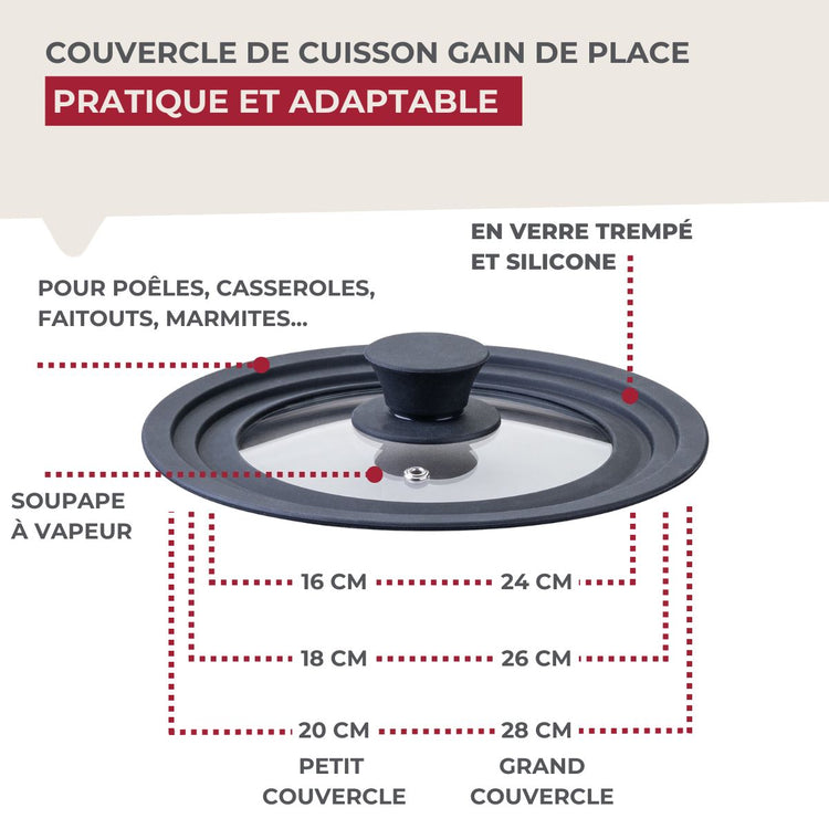 Set de 2 couvercles de cuisson en verre et silicone Fackelmann