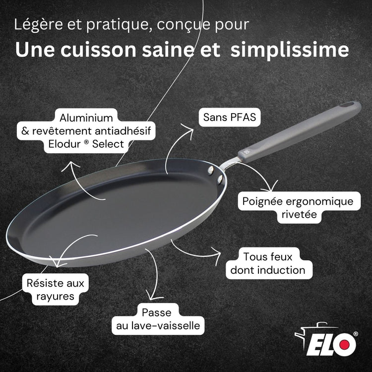 Set chandeleur avec crêpière 26 cm et 3 ustensiles Elo Ducato